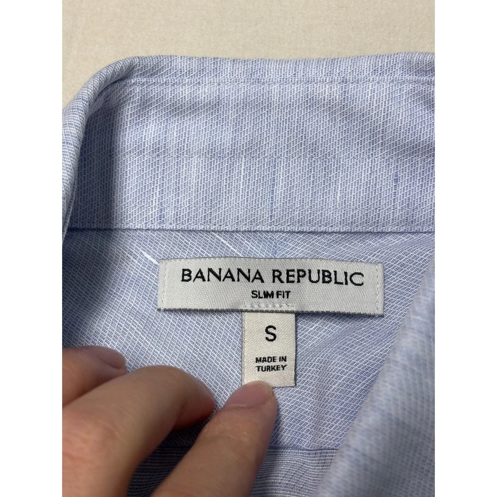 NWT Banana Republic Slim Fit Mens S Light Blue Linen Cotton Blend‎ Button Down
